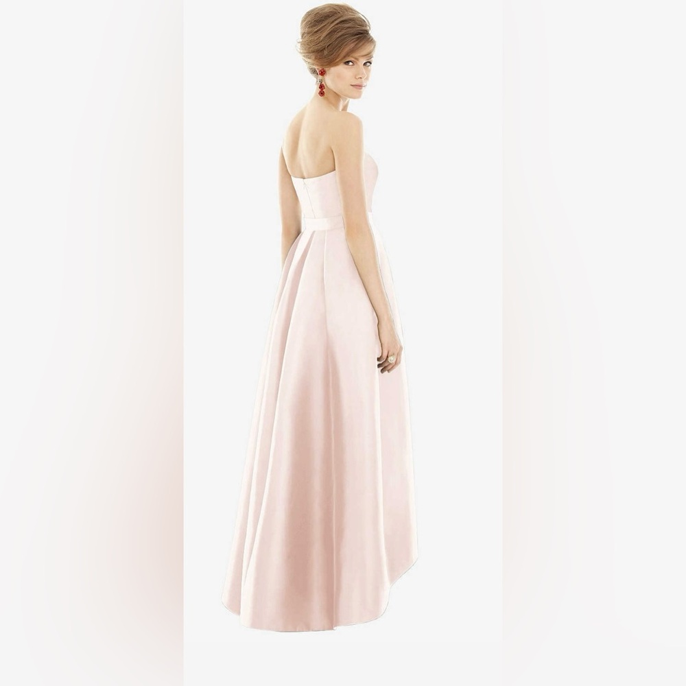 Alfred Sung NWT Strapless Satin High Low Dress with Pockets in Blush - Picture 4 of 9